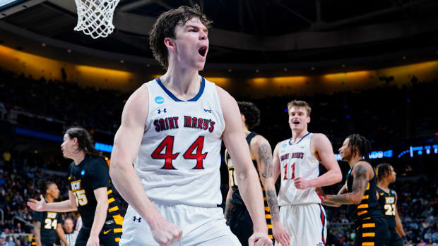 St. Mary's Gaels guard Alex Ducas reacts after a play.