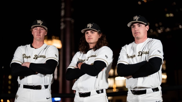 Rhett Lowder (middle), Teddy McGraw (right) and Josh Hartle (left) highlight Wake Forest's weekend pitching rotation