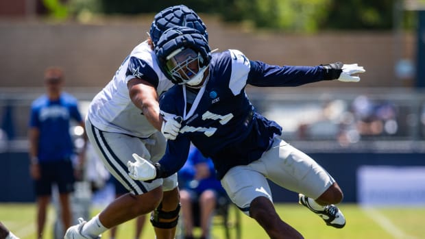 Dallas Cowboys linebacker Micah Parsons runs during practice.