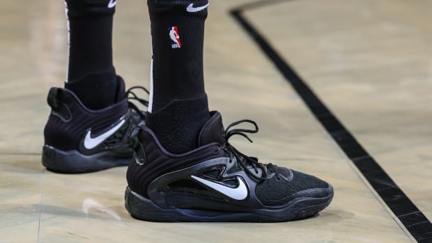 Brooklyn Nets forward Kevin Durant wore the Nike KD 15 shoes against the Cleveland Cavaliers on April 12, 2022.