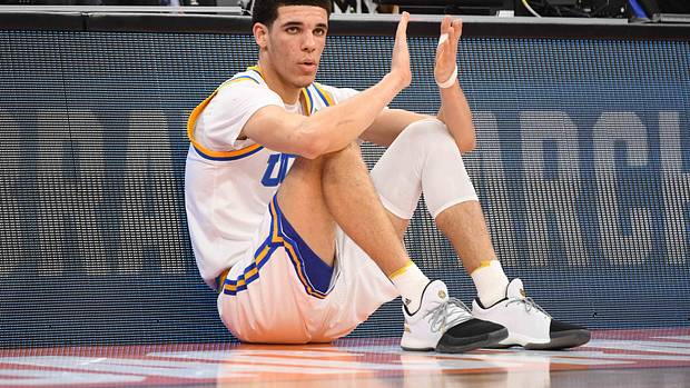 UCLA Bruins guard Lonzo Ball claps during a timeout.