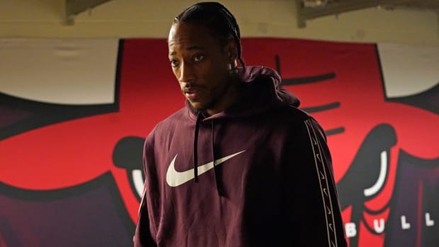 Chicago Bulls forward DeMar DeRozan before the game against the Boston Celtics at United Center