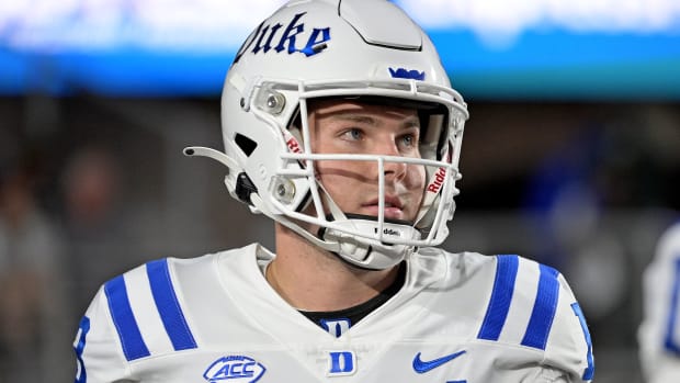 Duke football quarterback Riley Leonard