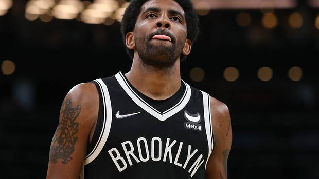 Kyrie Irving looks onward during a game.