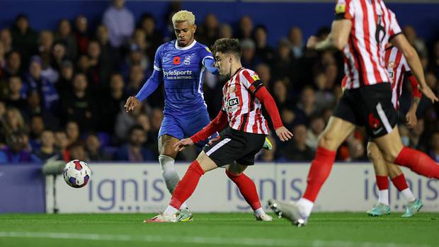 Niall Huggins against Birmingham