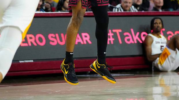 USC guard Bronny James shoots the basketball.
