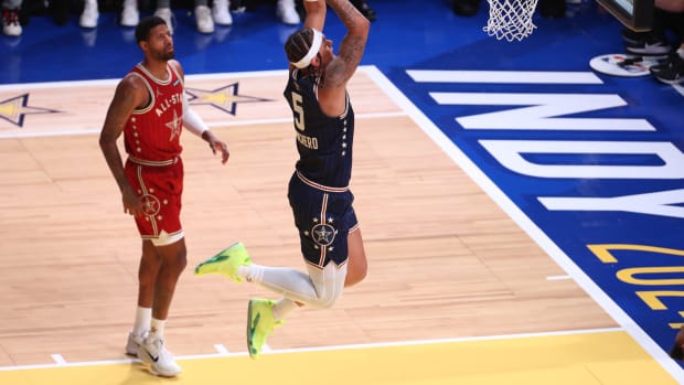 Paolo Banchero dunks during the 2024 NBA All-Star Game.