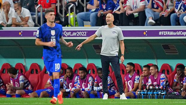 USA coach Gregg Berhalter directs his team during a match.