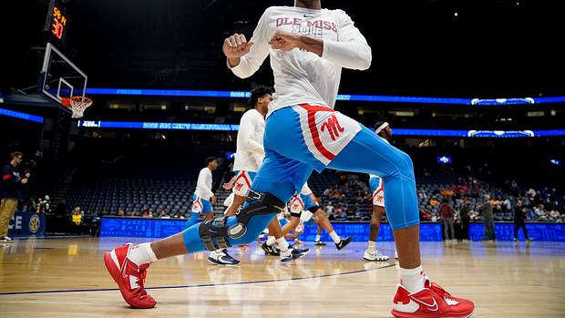 Ole Miss Rebels forward Robert Allen warms up before a game.