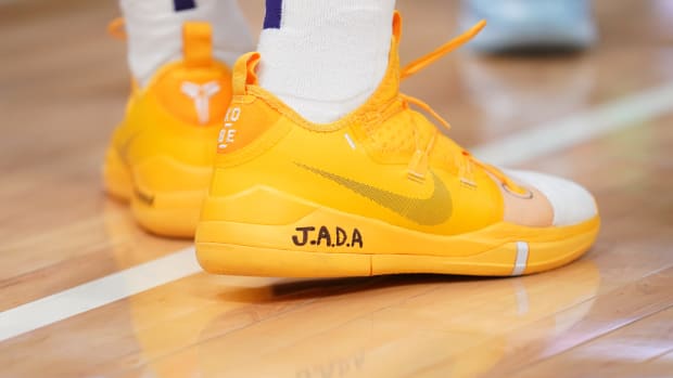 Phoenix Suns forward Jae Crowder wears the Nike Kobe AD shoes.