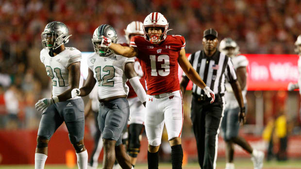 Wisconsin wide receiver Chimere Dike (Credit: Jeff Hanisch-USA TODAY Sports)