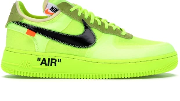Green Nike Air Force 1 shoe.