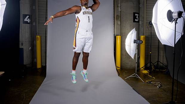 New Orleans Pelicans forward Zion Williamson poses for a picture during Media Day.