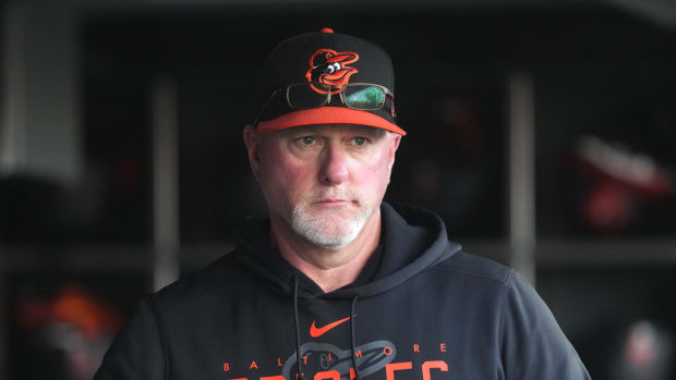 Jun 3, 2023; San Francisco, California, USA; Baltimore Orioles assistant pitching coach Darren Holmes (40) before the game against the San Francisco Giants at Oracle Park. Mandatory Credit: Darren Yamashita-USA TODAY Sports  