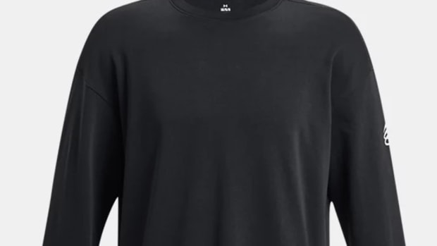 Front view of a black Curry Brand long-sleeve shirt.
