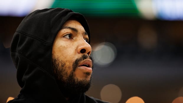 Apr 27, 2022; Milwaukee, Wisconsin, USA; Guard Jevon Carter during warmups prior to game five of the first round for the 2022 NBA playoffs against the Chicago Bulls at Fiserv Forum.