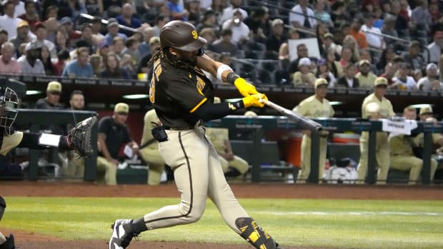 San Diego Padres right fielder Fernando Tatis Jr. swings the bat.