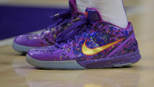 Purple Nike Kobe 4 shoes.