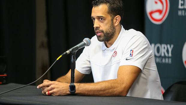Landry Fields speaks at a press conference.