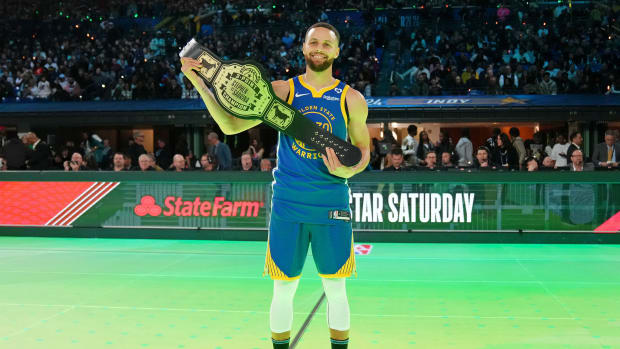 Stephen Curry after winning the three-point challenge.