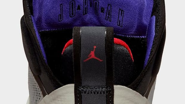 View of tongue on Air Jordan 37 shoes.