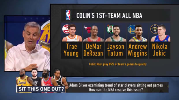 Colin Cowherd's First-Team All NBA includes Trae Young of Atlanta Hawks.