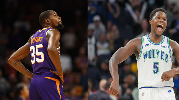 Phoenix Suns forward Kevin Durant and Minnesota Timberwolves guard Anthony Edwards.