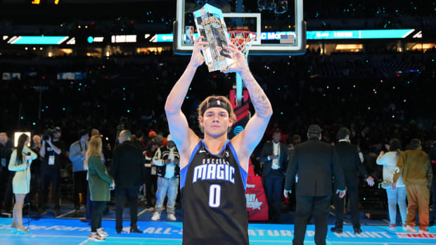 Mac McClung after winning the NBA Slam Dunk Contest.