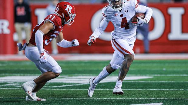 Wisconsin wide receiver Markus Allen making a man miss against Rutgers.
