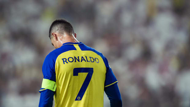 Al Nassr captain Cristiano Ronaldo pictured during a 4-0 win over Al-Raed in April 2023