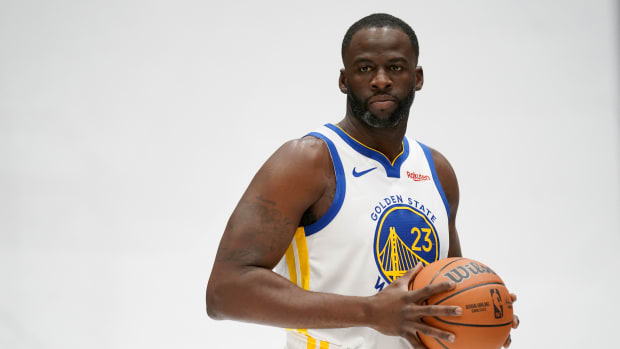 Golden State Warriors forward Draymond Green poses for a picture during Media Day.