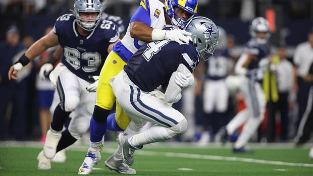 Dallas Cowboys quarterback Dak Prescott's grey Air Jordan cleats.