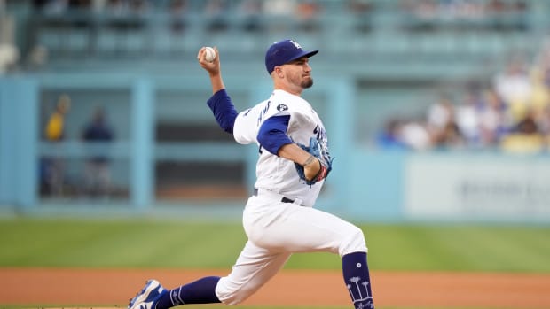 Aug 24, 2022; Los Angeles, California, USA; Los Angeles Dodgers starting pitcher Andrew Heaney (28) throws in the third inning against the Milwaukee Brewers at Dodger Stadium. Mandatory Credit: Kirby Lee-USA TODAY Sports