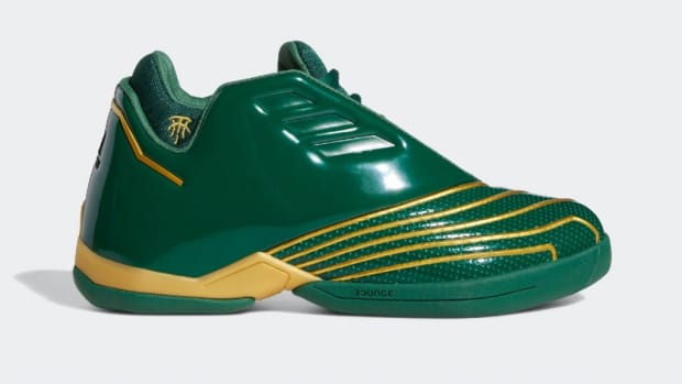 Adidas released the sneakers worn by LeBron James in high school. The adidas T-Mac 2 'SVSM' colorway is on sale now.