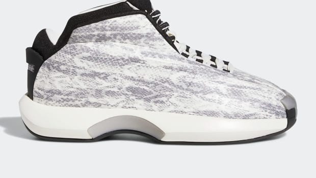 White and grey Adidas Crazy 1 shoe.
