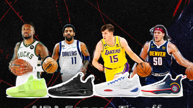 Promotional poster for NBA player's signature sneakers.