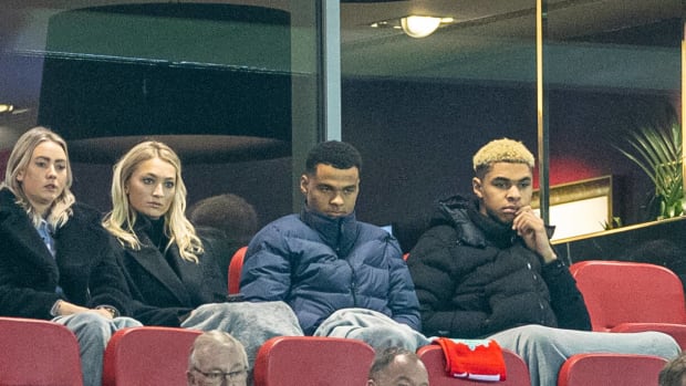 Cody Gakpo pictured (center) at Anfield during Liverpool's 2-1 win over Leicester in December 2022