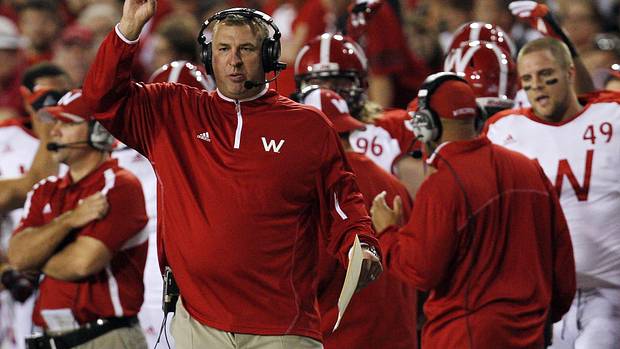 Bret Bielema on the sideline during the 2012 game in Lincoln.