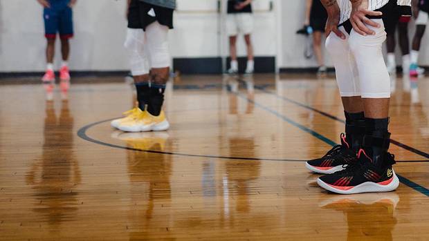 Atlanta Hawks point guard Trae Young and Golden State Warriors point guard Stephen Curry worked out together at UCLA on August 17, 2022.