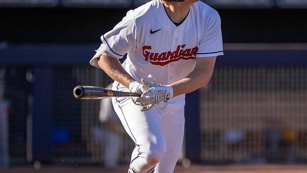 Kyle Manzardo hits a two-run home run in the 2023 Fall League.
