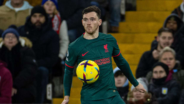 Andy Robertson pictured in action for Liverpool against Aston Villa on Boxing Day in 2022