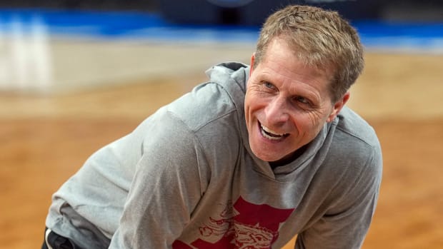 Eric Musselman works with his team in Las Vegas in preparation for a Sweet 16 match-up against the UConn Huskies.
