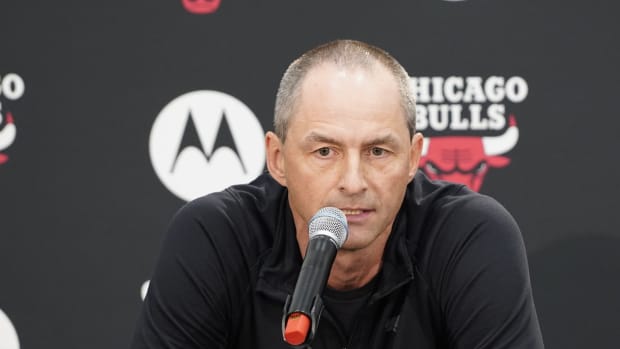 Chicago Bulls executive vice president of basketball operations Arturas Karnisovas during Chicago Bulls Media Day at Advocate Center.