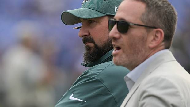 Matt Patricia with general manager Howie Roseman