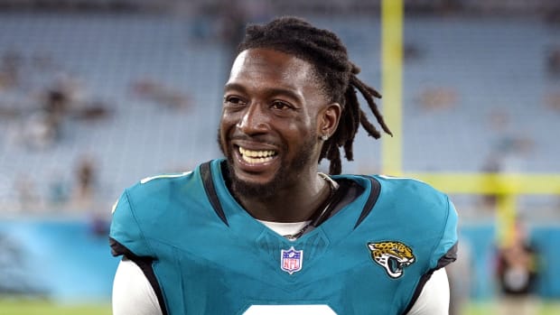Aug 26, 2023; Jacksonville, Florida, USA; Jacksonville Jaguars wide receiver Calvin Ridley (0) after the game against the Miami Dolphins at EverBank Stadium.
