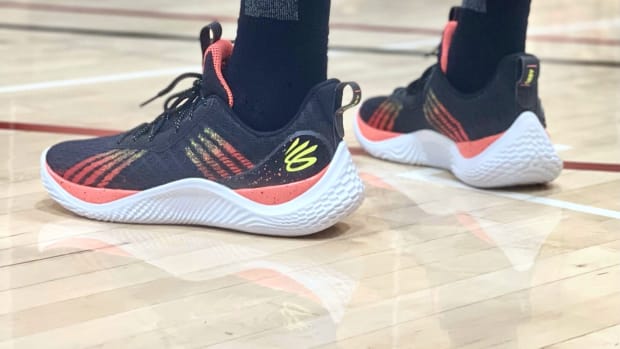 Golden State Warriors guard Stephen Curry debuted his 10th signature sneaker at Curry Brand Camp on August 5, 2022.