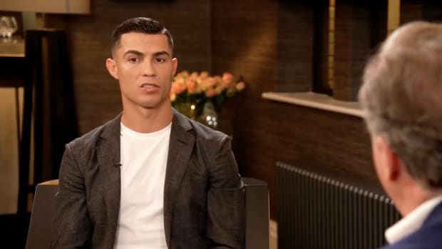 Cristiano Ronaldo pictured during his interview with Piers Morgan in November 2022