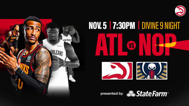 Promo for game between Hawks and Pelicans.