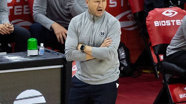 Washington Wizards head coach Scott Brooks reacts during the fourth quarter of game two in the first round of the 2021 NBA Playoffs against the Philadelphia 76ers at Wells Fargo Center.