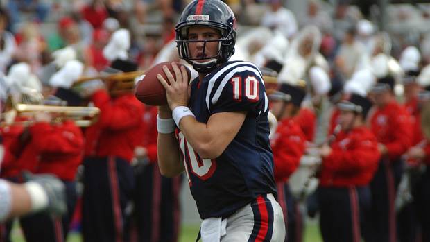 The 2003 Ole Miss Rebels were led by quarterback Eli Manning who helped bring his team to a 10-win season and Cotton Bowl championship. (Photo courtesy of Ole Miss Athletics)